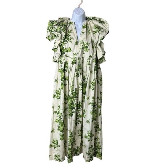 Tuckernuck NEW Limelight Bouquet Mariana Ruffle Formal Green Midi Dress Size S - Picture 4 of 11